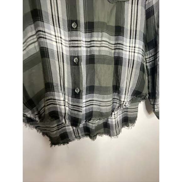 Cloth & Stone Womens Plaid Long Sleeve Raw Hem Collared Button Up Shirt SZ Small - Picture 7 of 10